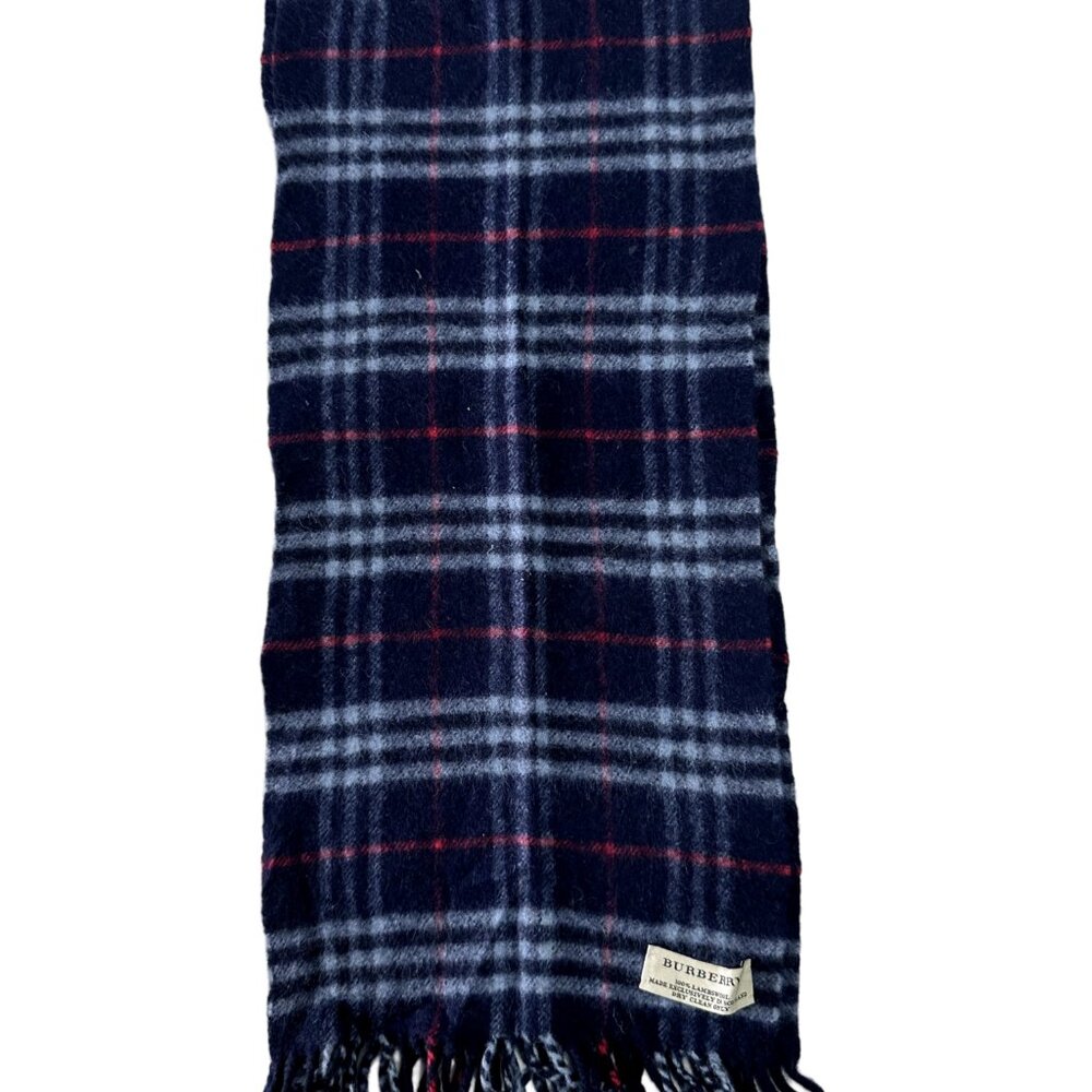 Burberry Classic Check Scarf Black 100% Lambswool Unisex Scarf Made In England - Picture 5 of 7